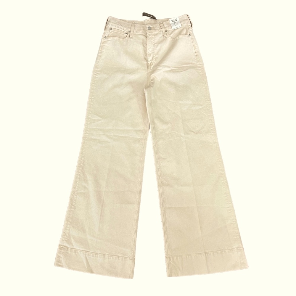 J.CREW Wide Leg Trouser Jean Ivory New Women’s Size 30 Spring 22 Has Stretch - Picture 9 of 9
